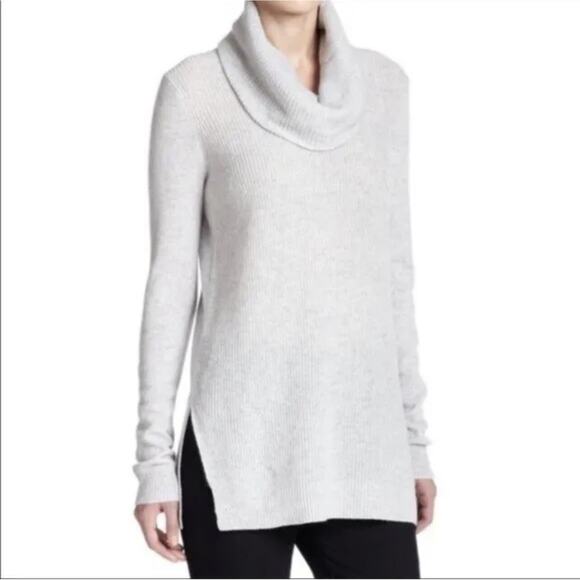 Theory Cashmere Sweater Medium Madalinda Womens Gray Cowl Long Sleeve Tunic - Picture 8 of 8